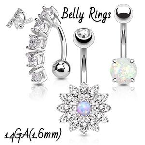 Elegant Silver Belly Rings Set
